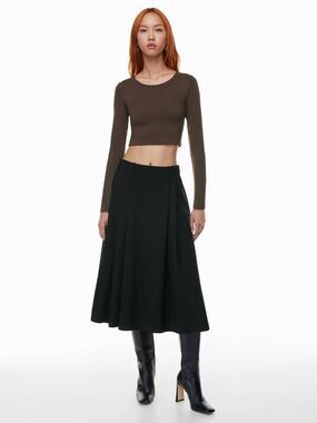 Aritzia Babaton Contour Crew Cropped Longsleeve Brown Size XS